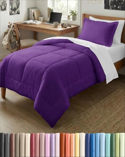 Twin XL Comforter Set - Purple Bedding for All Seasons - 2 Piece Bed Set