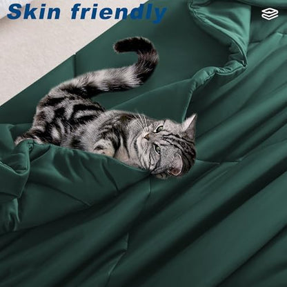 Cooling Comforter King Size, Double-Sided Cold Tech Quilted Bed Comforters Cooling Blanket for Hot Sleepers, Breathable Lightweight Summer Bedding, All-Season Ice Blanket, Emerald Green