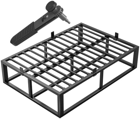 Bilily 18 Inch Full Bed Frame with Steel Slat Support,Heavy Duty Metal Platform Bed Frame Full Size Mattress Foundation,No Box Spring Needed,Easy Assembly,Noise Free,Black