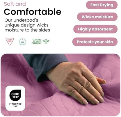 IMPROVIA® Washable Underpads, Heavy Absorbency Reusable Incontinence Pads