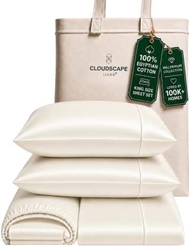 CLOUDSCAPE Millennium Series Soft 100% Egyptian Cotton Sheets King,Ivory