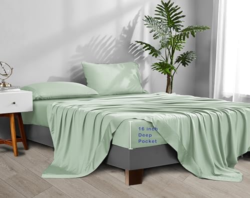 ACCURATEX Cooling Sheets for Hot Sleepers, Split Cal King Size,Sage Green