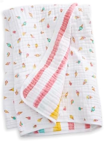 aden + anais Essentials Cotton Muslin Dream Blanket, Perfect for Babies, Infants and Toddlers, Crib Blanket, Nursery Essential, Ice Cream Dreams