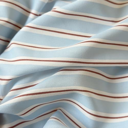 mixinni Vintage Striped Full Duvet Cover Set, Washed Microfiber Coastal Bedding, Light Blue Brown Vertical Stripe Comforter Cover with Zipper & Corner Ties, (1 Duvet Cover + 2 Pillowcases)