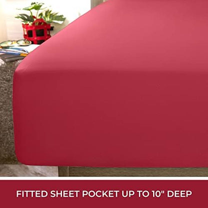 Mellanni Iconic 4-Piece, Ultra Soft Sheet Set (RV/Short Queen, Brick Red)