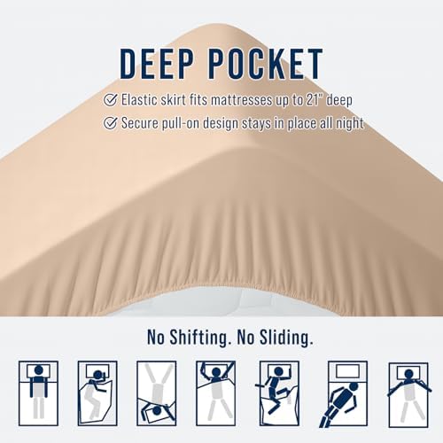 OLANLY Queen Quilted Fitted Mattress Pad, Down Alternative Fill, Beige