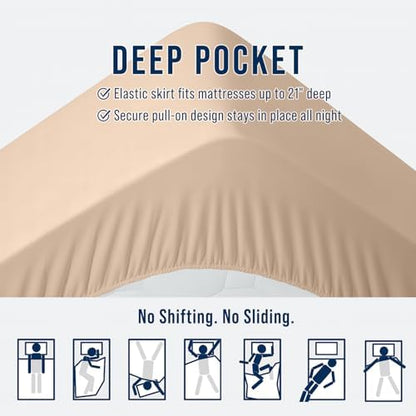 OLANLY Queen Quilted Fitted Mattress Pad, Down Alternative Fill, Beige