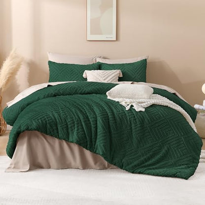 Andency Emerald Green Full Size Comforter Set, 3 Pieces Boho Bedding