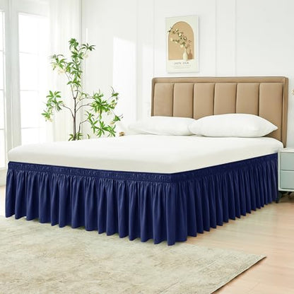 Wrap Around Bed Skirt Dorm Twin & Twin XL 21" Drop-Elastic Long Dust Ruffle