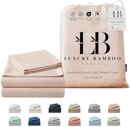 |Twin XL Size Sheet Set | Organically Grown | Ultra Soft & Cooling |100% Viscose | 15" Deep Pocket [Vintage Pink]