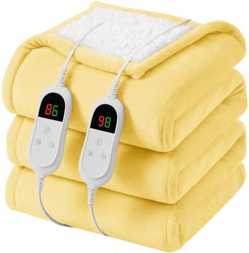 Heated Electric Blanket King Size, Dual Control, 90" x 100", Beige