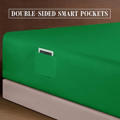 Elegant Comfort 4-Piece Bed Sheet Set - Luxury Bedding 1500 Premium Hotel Quality Microfiber, All Around Elastic 18-24 Inches Deep Fitted Sheet- Extra Deep Pocket Sheets, Full, Emerald Green