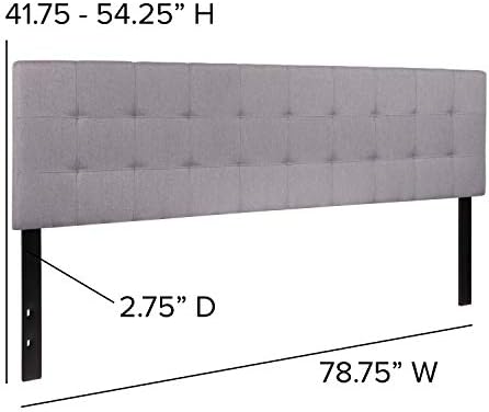 Flash Furniture Bedford Tufted Upholstered King Size Headboard in Light Gray Fabric