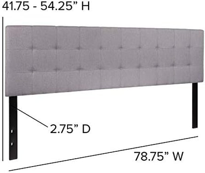 Flash Furniture Bedford Tufted Upholstered King Size Headboard in Light Gray Fabric