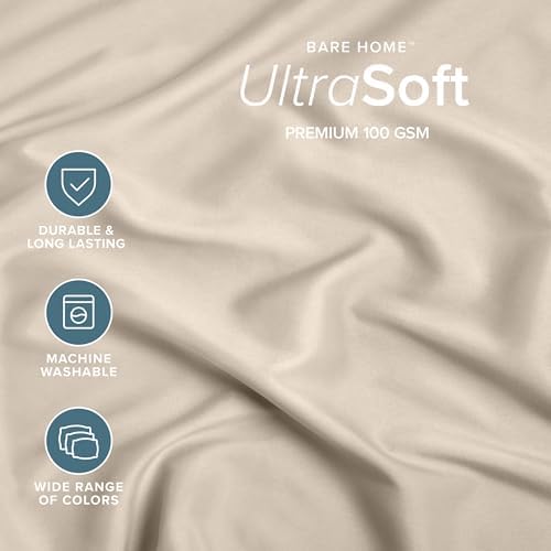 Bare Home King Fitted Sheet - 1800 Ultra-Soft (King, Sand)