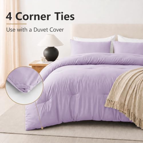 CozyLux Twin Comforter Set, 2 Pieces Down Alternative Bedding, Lavender
