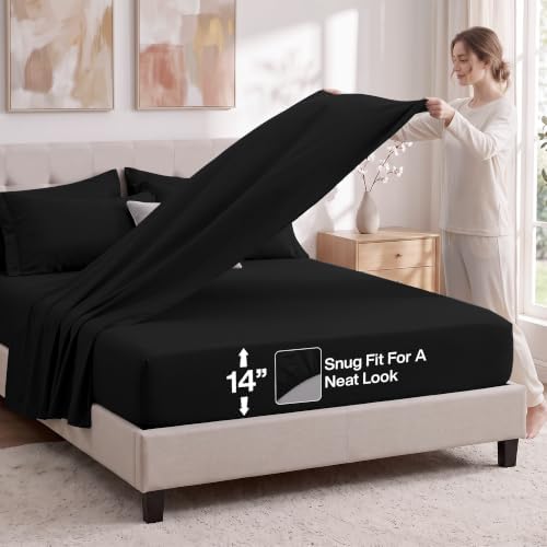 Utopia Bedding Comforter Set Full, Bed in a Bag 7 Piece, Black