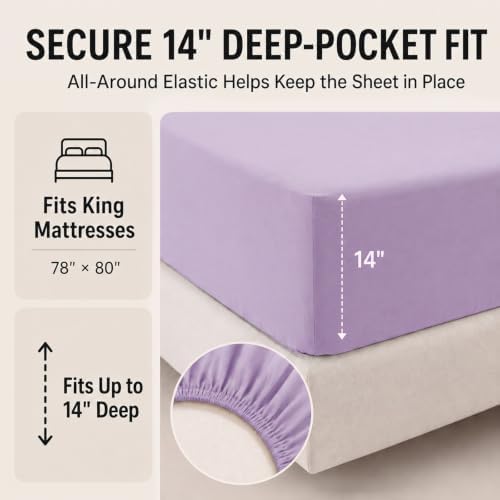 CozyLux King Size Comforter Set Lavender - 7 Pieces Bed in a Bag
