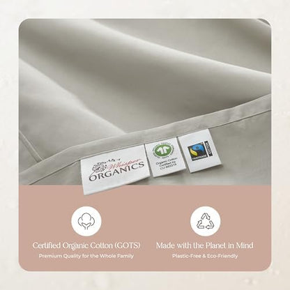 100% Organic Cotton Duvet Cover King Size - Naturally Soft Lightweight & Cooling Duvet Cover Set with Decorative Shams - Premium GOTS Certified 300 Thread Count Sateen Weave (Pewter, King)