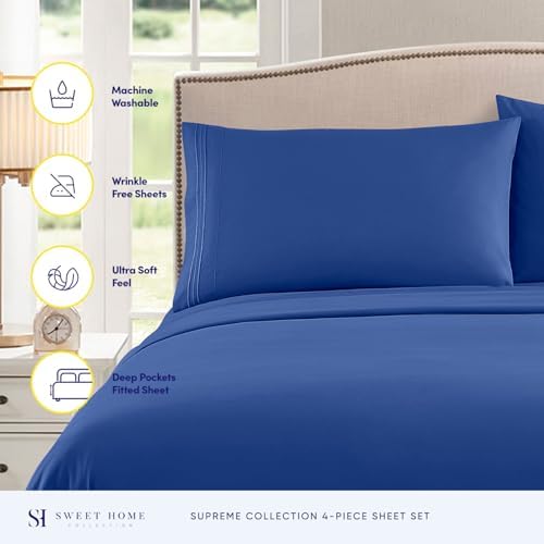 Twin Sheets - Breathable Luxury Sheets with Full Elastic & Secure Corner Straps Built In - 1800 Supreme Collection Extra Soft Deep Pocket Bedding Set, Sheet Set, Twin, Royal Blue
