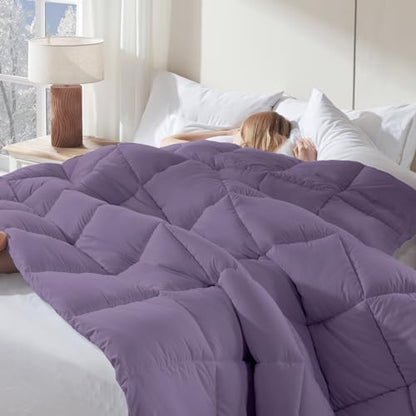 DOWNCOOL Comforters Queen Size, Duvet Insert, Light Purple All Season Duvet, Lightweight Quilt, Down Alternative Hotel Comforter with Corner Tabs (Light Purple, Queen 88x92 Inches)