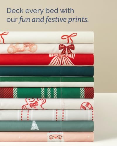 Christmas Sheet Set, Red Dot Stripe, Holiday Xmas Bedding Set - Full Size