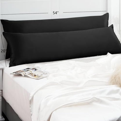 Vielit Satin Body Pillow Pillowcase 1pc,Silky Body Pillow Cover Similar to Silk Pillow Cases Soft Body Pillow Case 20x54 & Envelope Closure,Gift for Women Men Black & 1 Satin Scunchie