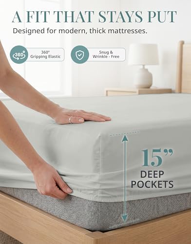 LANE LINEN Twin Single Sheet Set - 450TC Premium Combed Cotton, Moonstruck