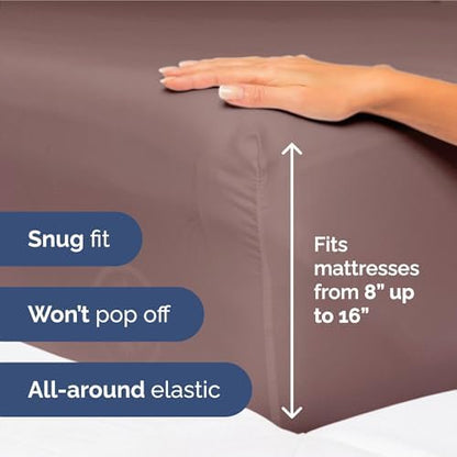 Split King Size 5 Piece Sheet Set - Ultra Soft & Cooling Bed Sheets - Clay