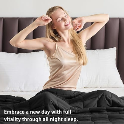 yescool Weighted Blanket for Adults 10lbs Twin Size, 48" x 72", Black