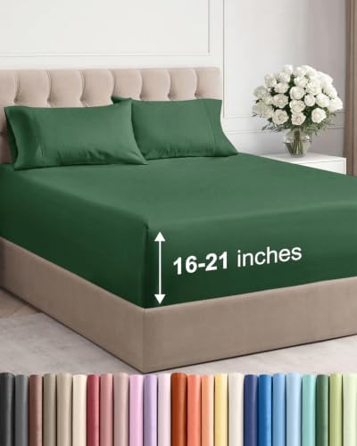 Extra Deep Pocket Full Sheet Set - Breathable & Cooling - Emerald Green