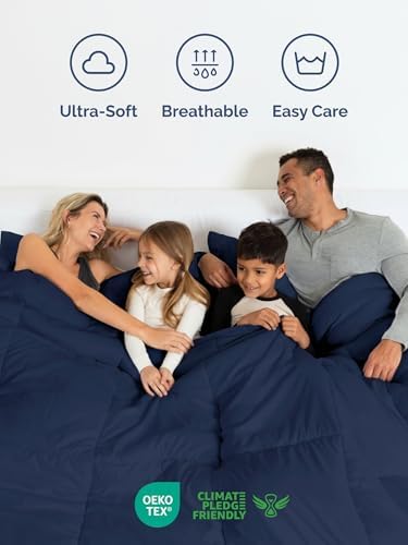 King Comforter Set - Navy Blue Bedding for All Seasons - 3 Piece Bed Set