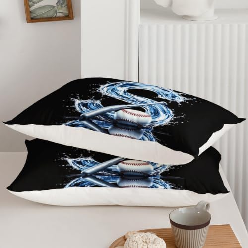BSNTHO Baseball King Size, Comforter Set Black Kids Comforter 3Pcs