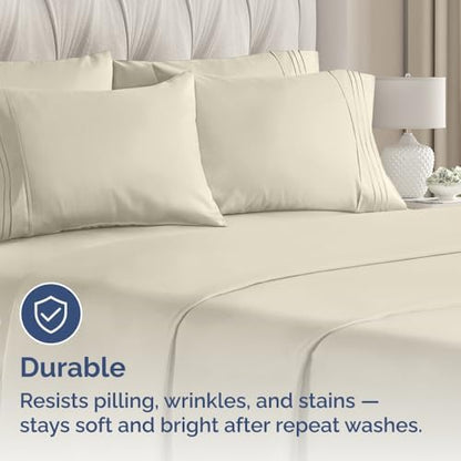 King Pillow Cases Set of 6 - Ultra Soft Cozy Pillowcase Covers - Wheat