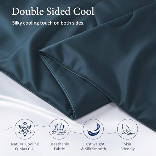 Cooling Comforter for Hot Sleepers, Queen 90x90, Dark Denim Blue