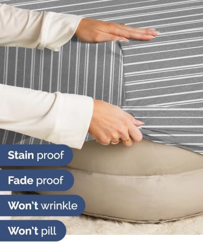 CGK Linens 2 Pack Extra Deep Queen Fitted Sheets - Grey Stripes