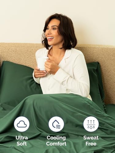 Extra Deep King Sheet Set - 4 Piece Breathable & Cooling - Emerald Green
