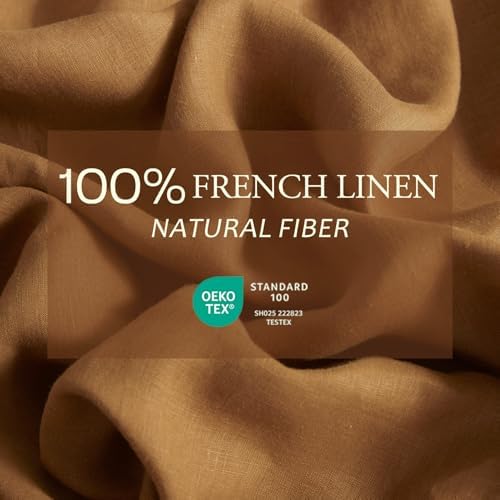DAPU 100% French Linen Duvet Cover 3Pcs Set, 170GSM Linen Bedding, King