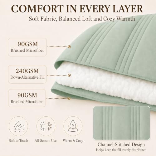 CozyLux Full Size Comforter Sets Sage Green- 7 Pieces Bed in a Bag