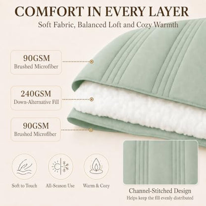 CozyLux Full Size Comforter Sets Sage Green- 7 Pieces Bed in a Bag