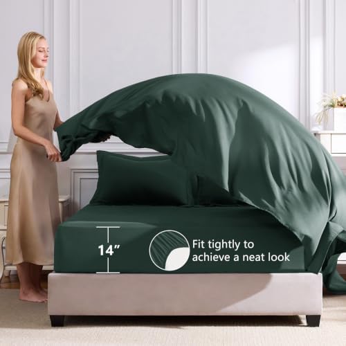CozyLux Twin XL Comforter Set 68"x88" Forest Green - 5 Piece Bed in a Bag