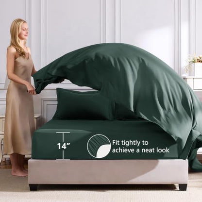 CozyLux King Comforter Set 102"x90" Forest Green - 7 Piece Bed in a Bag