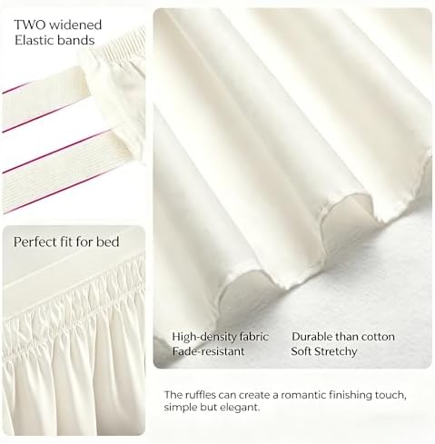 Dorm Room Bed Skirt Twin XL 42" Drop, College Split Corner Bedskirt, Ivory