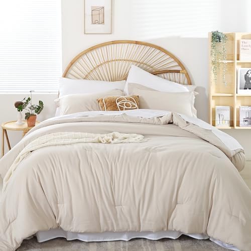 weigelia Beige King Comforter Set with Sheets - 7 Pieces Bed in a Bag King