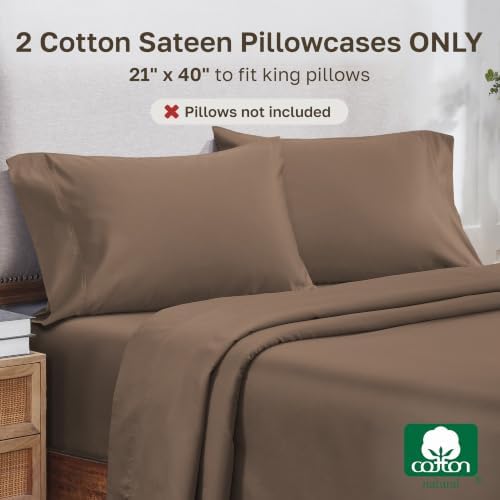 California Design Den 800 Thread Count 2-Pack King Pillow Cases, Mocha