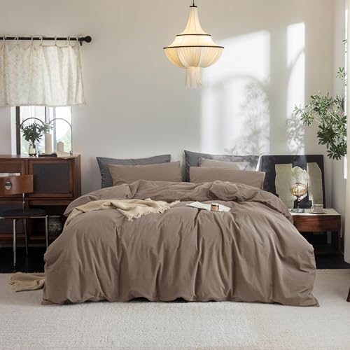 FOSSA Duvet Cover Set 100% Washed Cotton Linen Feel Oversized King Plus