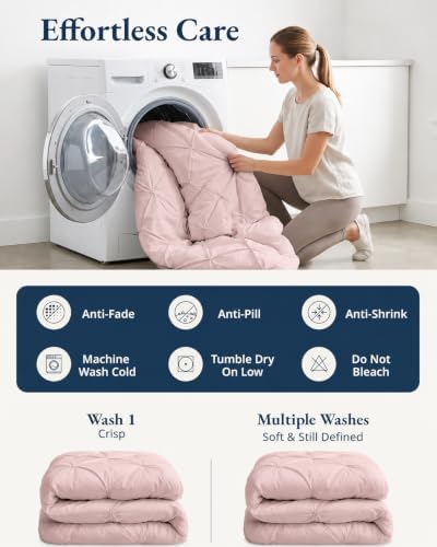 LANE LINEN Bed in a Bag King Pink Comforter Set - All Season Soft & Cozy
