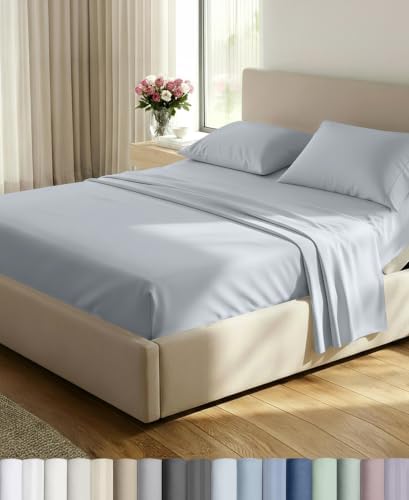 California Design Den 100% Cotton Sateen Split King Sheet Set, Mineral Grey