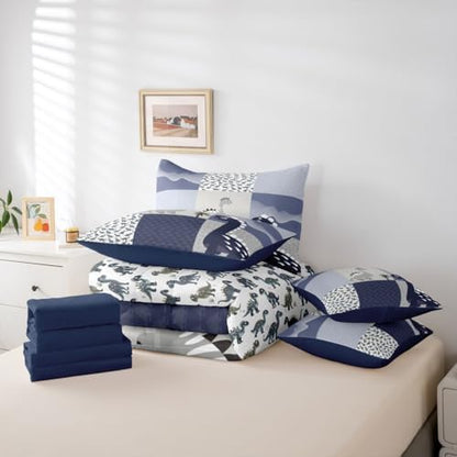 Feelyou Cute Dinosaur 7 Piece Bedding Set Full Size for Kids