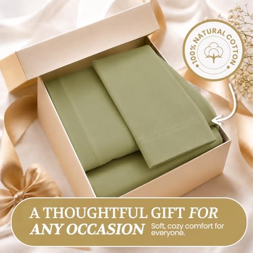 Twin XL Cotton Knit Jersey Sheet Set, 15" Deep Pocket, Sage, 3PC